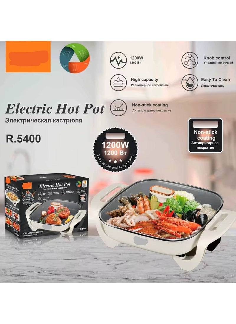 Generic - Electric pot An electric pot for cooking and grilling, easy to use and will make your time with you very easy at home, at the club, at parties and at the chalet. It is also made of non-stick and rust-resistant material. 1200 watts, 220/240 volts. A button to control the temperature. The pot is 5 liters. It works with electricity. You can cook all kinds of food in it. It is very strong and very durable. Imported with the highest quality. The pot comes with a 3-year warranty. - Image 1