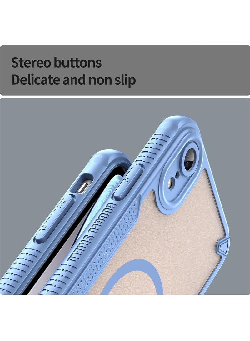 Cover For iPhone XR Armor Glaze MagSafe Magnetic Phone Case Raised edges around the screen and camera lens help prevent scratches - Blue - Image 4