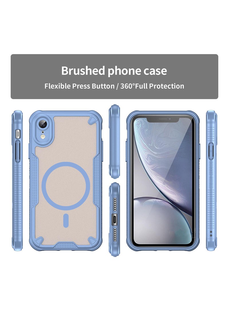 Cover For iPhone XR Armor Glaze MagSafe Magnetic Phone Case Raised edges around the screen and camera lens help prevent scratches - Blue - Image 2