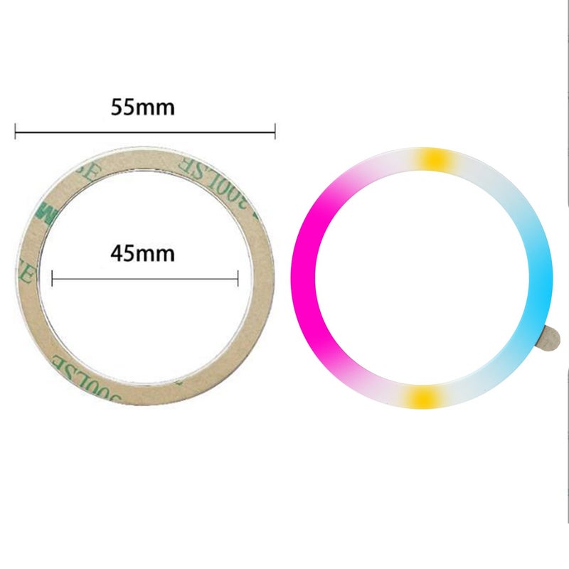 TENOC Universal Metal Ring Sticker for Magnetic Charger Compatible with iPhone/Samsung/Android All Cellphones, Magnetic Mount/Phone Holder Conversion Accessories, 3Pcs, Rainbow - Image 2