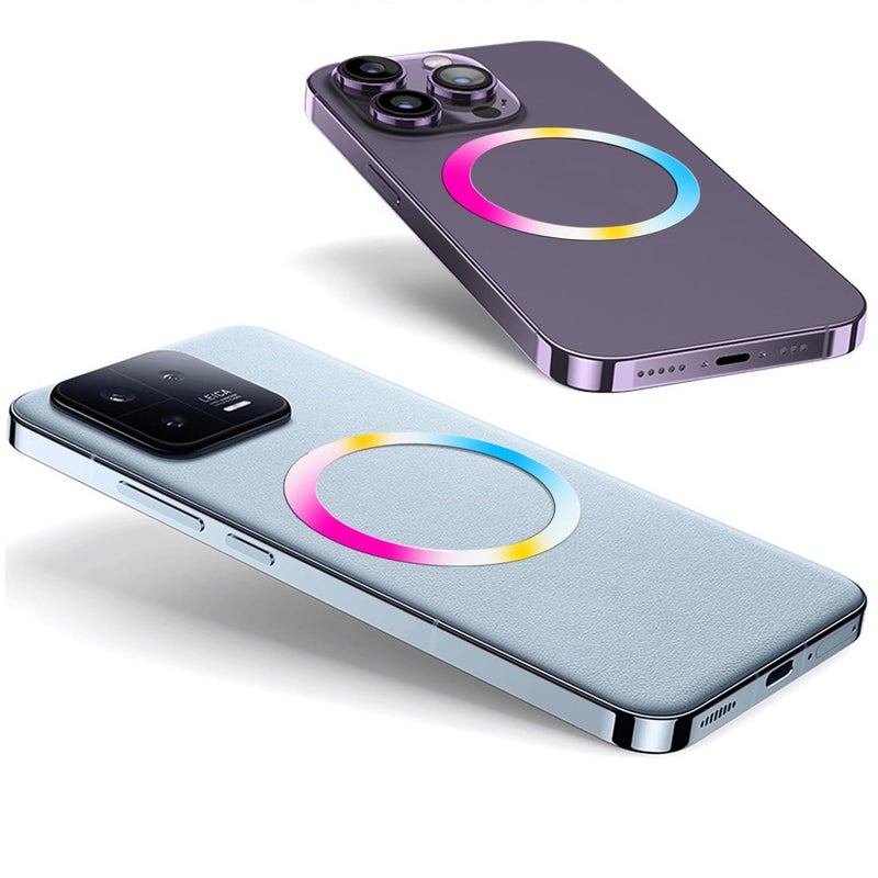 TENOC Universal Metal Ring Sticker for Magnetic Charger Compatible with iPhone/Samsung/Android All Cellphones, Magnetic Mount/Phone Holder Conversion Accessories, 3Pcs, Rainbow - Image 5