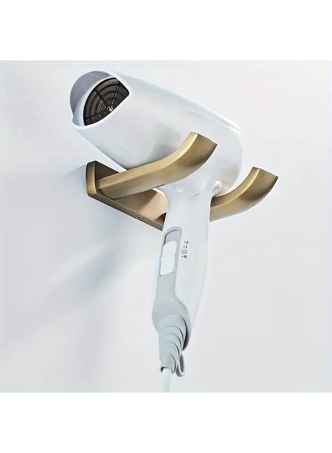 Brass Wall Mounted Hair Dryer Holder Vintage Bronze Metal Design Durable Organization - Image 1