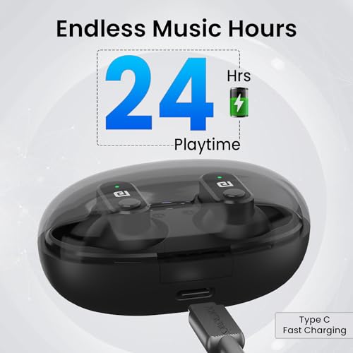 Portronics Harmonics Twins S16 in Ear Wireless TWS Earbuds with 24 Hrs Playtime, Clear Calls, Game & Music Mode, Low Latency, Bluetooth 5.3v, LED Display, Type C Fast Charging(Black) - Image 4