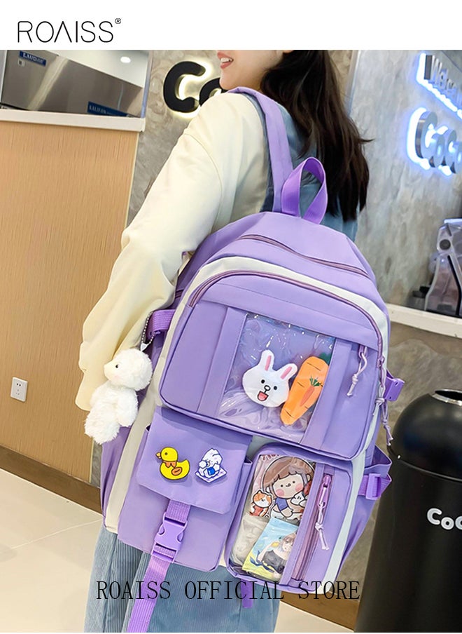 roaiss 4-Piece Set of Cute Backpack Women's Bag Lightweight Elementary School Students Girls Large Capacity Children's School Bag  - Image 3