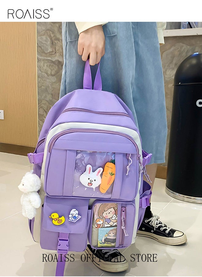 roaiss 4-Piece Set of Cute Backpack Women's Bag Lightweight Elementary School Students Girls Large Capacity Children's School Bag  - Image 4