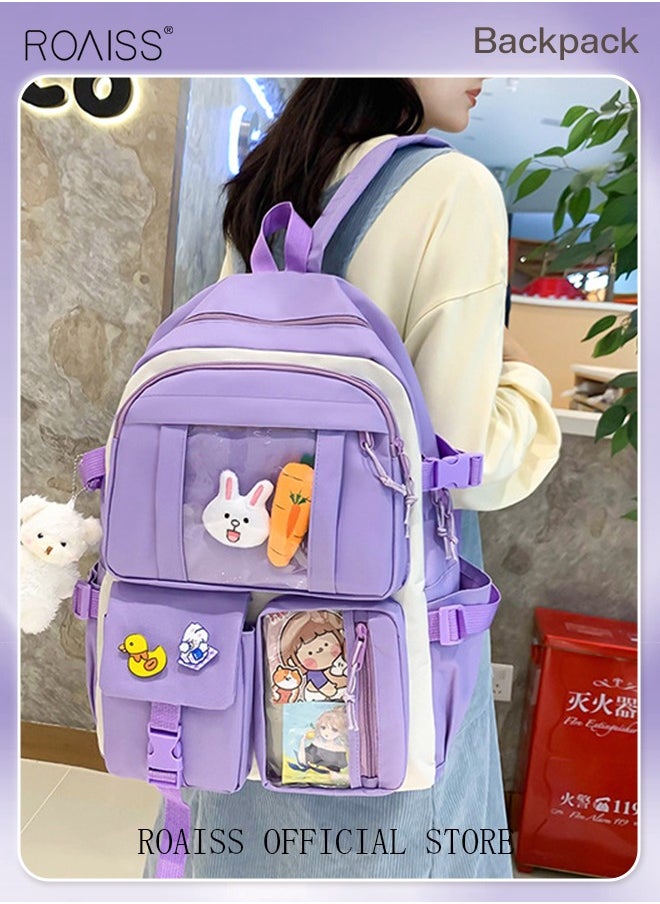 roaiss 4-Piece Set of Cute Backpack Women's Bag Lightweight Elementary School Students Girls Large Capacity Children's School Bag  - Image 2