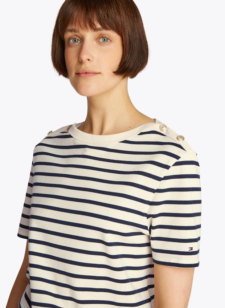 TOMMY HILFIGER Striped Crew Neck T-Shirt - Image 3