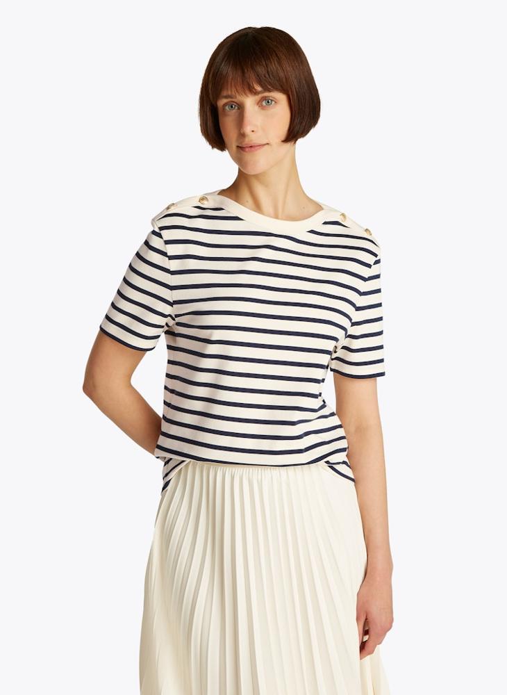 TOMMY HILFIGER Striped Crew Neck T-Shirt - Image 1
