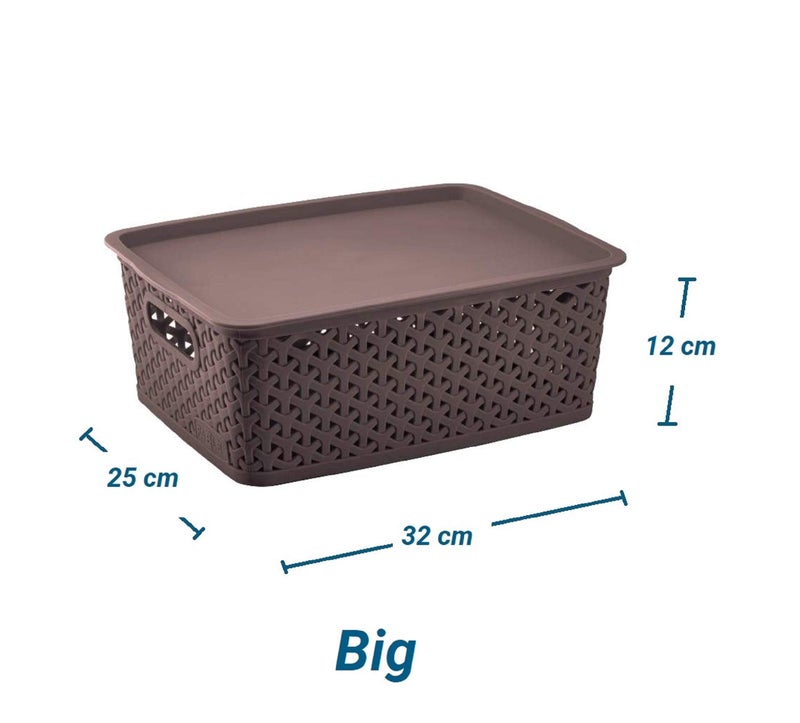 Nabhya 4-Piece Brown Woven/Netted Plastic Storage Basket Set (4 Count, Rectangular, Ventilated, Easy to Clean, General Household Storage) - Image 4