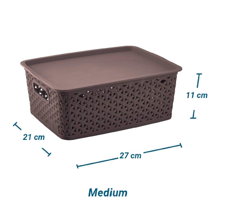 Nabhya 4-Piece Brown Woven/Netted Plastic Storage Basket Set (4 Count, Rectangular, Ventilated, Easy to Clean, General Household Storage) - Image 5