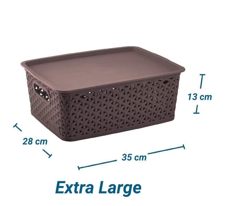 Nabhya 4-Piece Brown Woven/Netted Plastic Storage Basket Set (4 Count, Rectangular, Ventilated, Easy to Clean, General Household Storage) - Image 3
