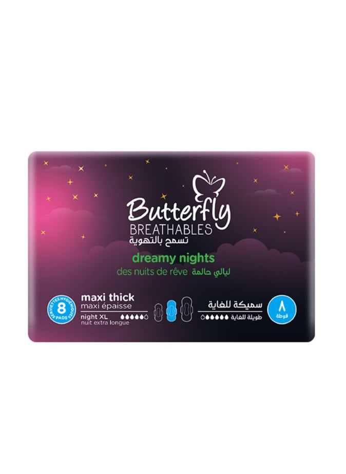 BUTTERFLY Butterfly Breathables Maxi Thick Cottony Night XL For Heavy Protection -Count 8  - Image 3