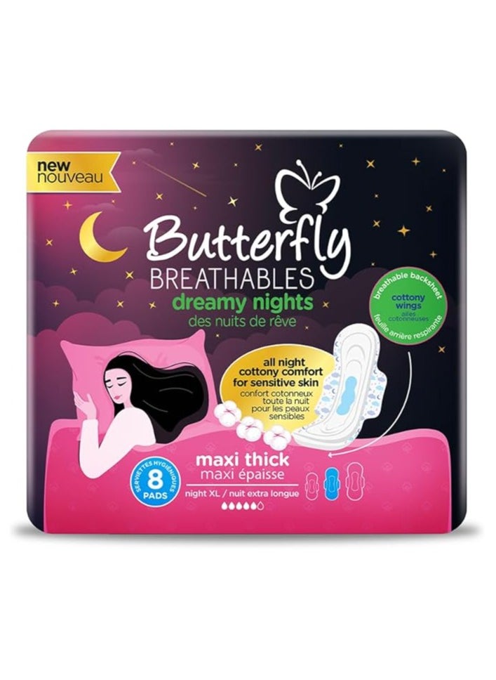 BUTTERFLY Butterfly Breathables Maxi Thick Cottony Night XL For Heavy Protection -Count 8  - Image 2
