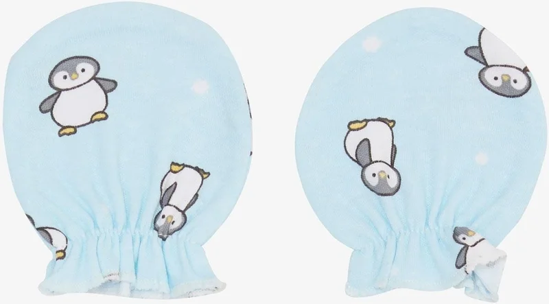 بريز Newborn Baby Gloves Penguin Patterned Light Blue