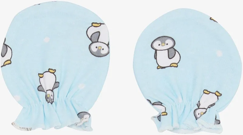 بريز Newborn Baby Gloves Penguin Patterned Light Blue