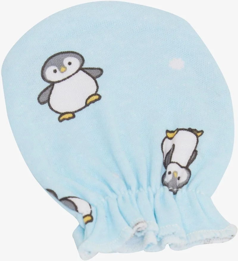 بريز Newborn Baby Gloves Penguin Patterned Light Blue