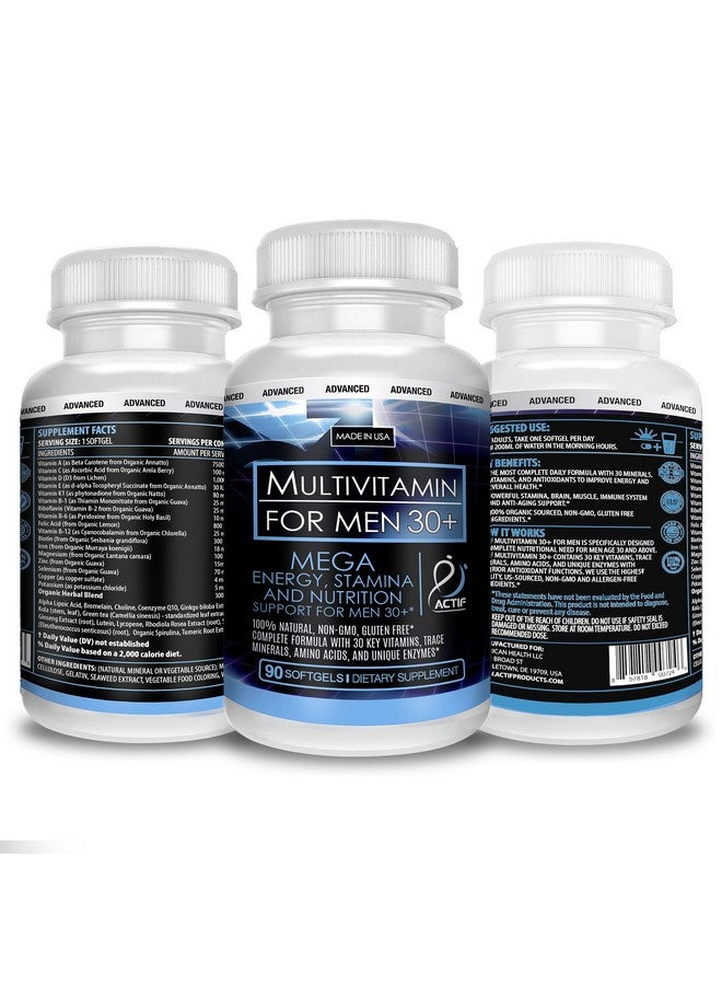 ACTIF Organic Multivitamin for Men Age 30+ with 30 Organic Vitamins and Organic Herbs, Non-GMO, Made in USA, 90 Count - Image 3