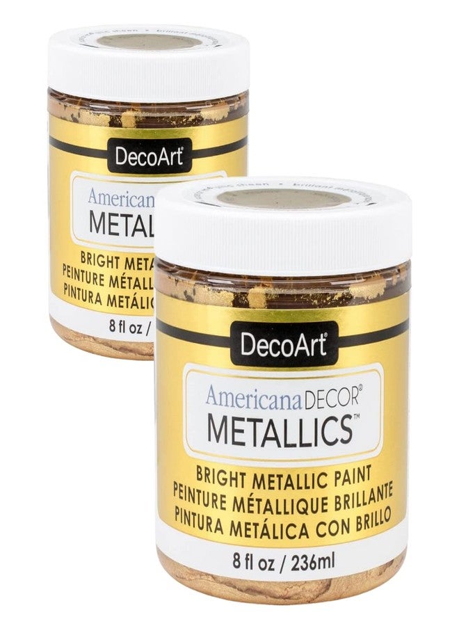 DecoArt Americana Decor Metallics 24K Gold Paint - 2 Pack, 8oz, Multisurface, Home & Wall Decor, Gilding, Includes E-book - Image 2