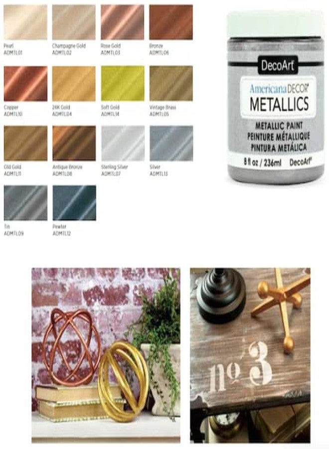 DecoArt Americana Decor Metallics 24K Gold Paint - 2 Pack, 8oz, Multisurface, Home & Wall Decor, Gilding, Includes E-book - Image 3