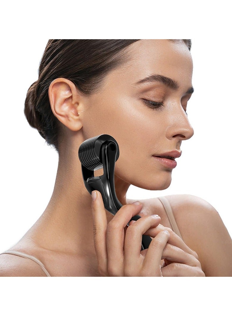 Loquat Skin Roller Therapy System Black 0.5mm Derma Roller Microneedle Roller For Face, Roller for Beard Micro Needle Roller For Face Scalp - Image 2