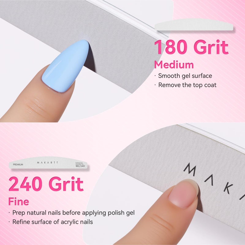 Makartt Nail File - 180/240 Grit Emery Boards for Nails, 2Pcs Dual-Sided Fingernail Files for Natural Nails Prep & Buffing, Reusable Manicure Kit for Salon & DIY Use - Image 3