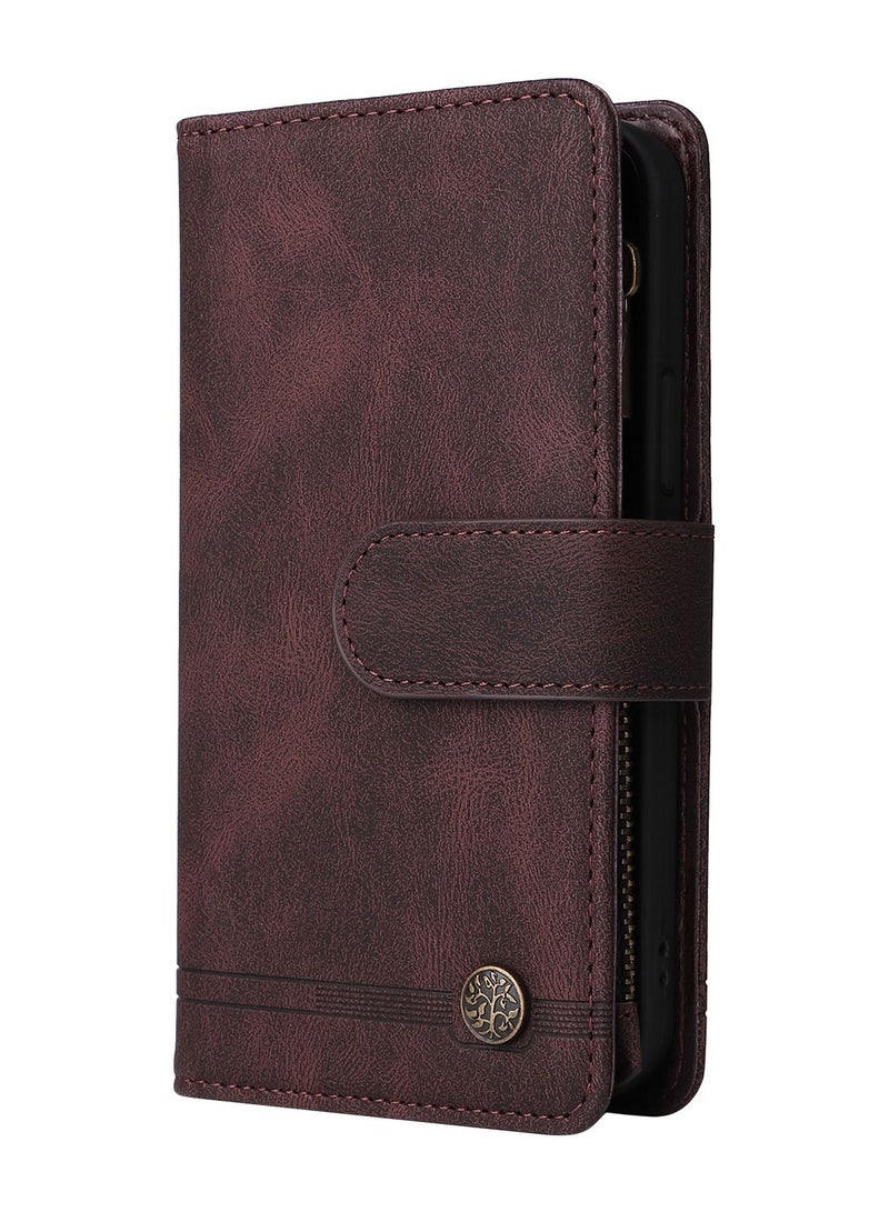 Suteni Flip Cover Leather Hidden Card Slots Phone Case for iPhone - Image 1