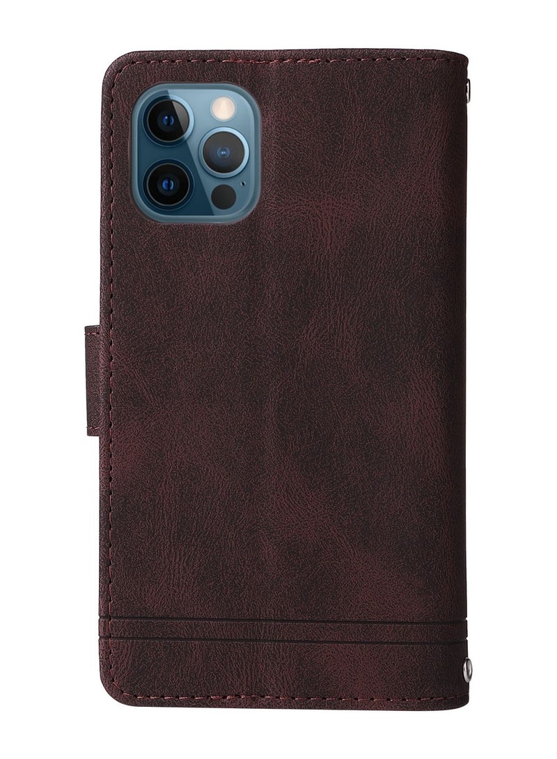 Suteni Flip Cover Leather Hidden Card Slots Phone Case for iPhone - Image 2