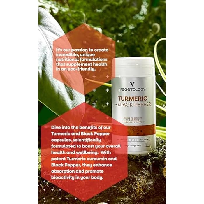 VEGETOLOGY Vegan Turmeric & Black Pepper Capsules (60 Capsules) – Tumeric Supplements Capsules 1 a Day — Supplements for Adults and Children - Image 5
