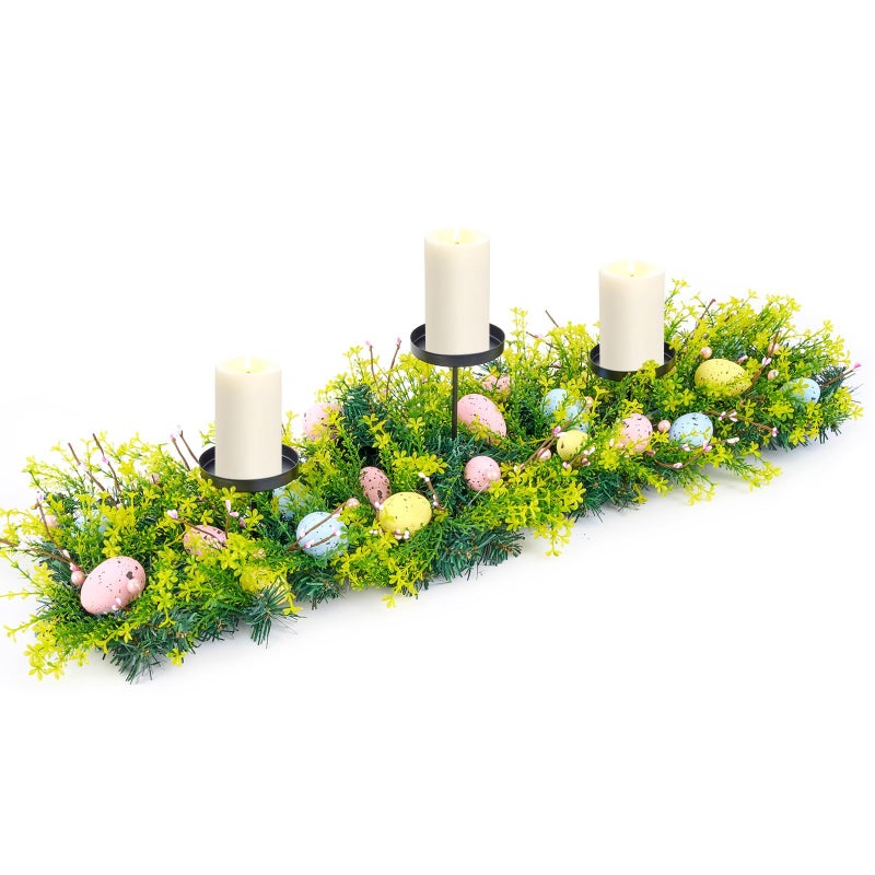 APUDWN 27.56" Easter Egg Candle Holder Centerpiece, Spring Table Decor with Metal Candle Cups Large Foldable Easter Candle Holder for Dining Table Mantel Fireplace, Holiday Home Party Display Decor - Image 5