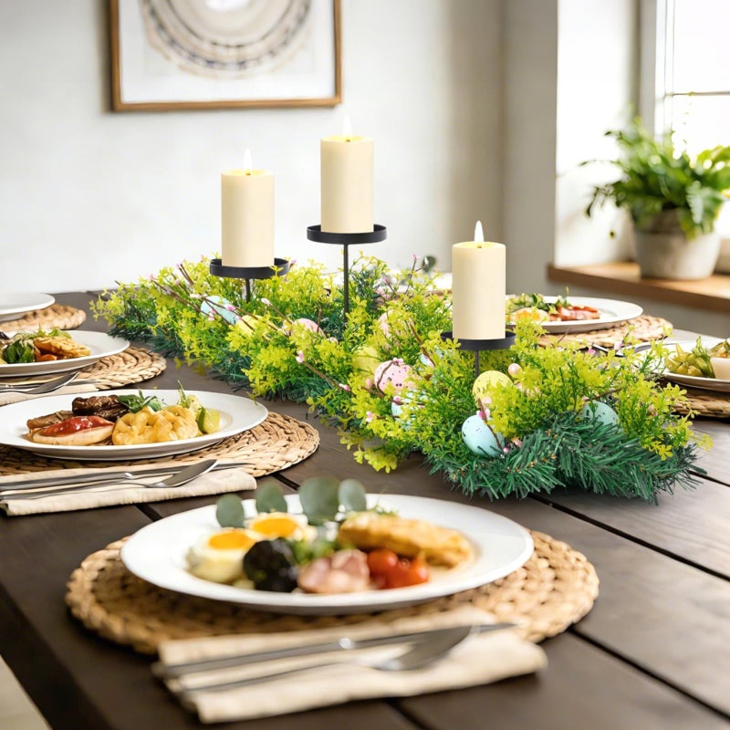 APUDWN 27.56" Easter Egg Candle Holder Centerpiece, Spring Table Decor with Metal Candle Cups Large Foldable Easter Candle Holder for Dining Table Mantel Fireplace, Holiday Home Party Display Decor - Image 4