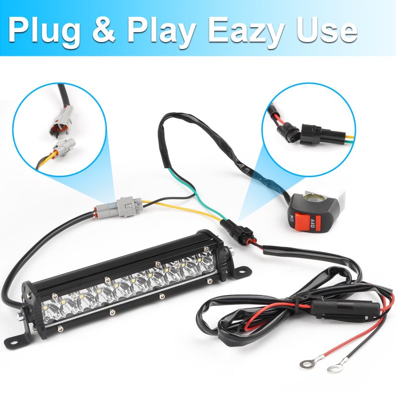 LIGBT Dirt Bike Light Bar White Motorcycle Headlight Kit with ON-Off Switch Universal for 7/8" 22mm Handlebars Pit Dirt Bike Plug and Play for KLX110 CRF110 TTR110 YZ250F CRF110 CRF230F CRF250F - Image 3