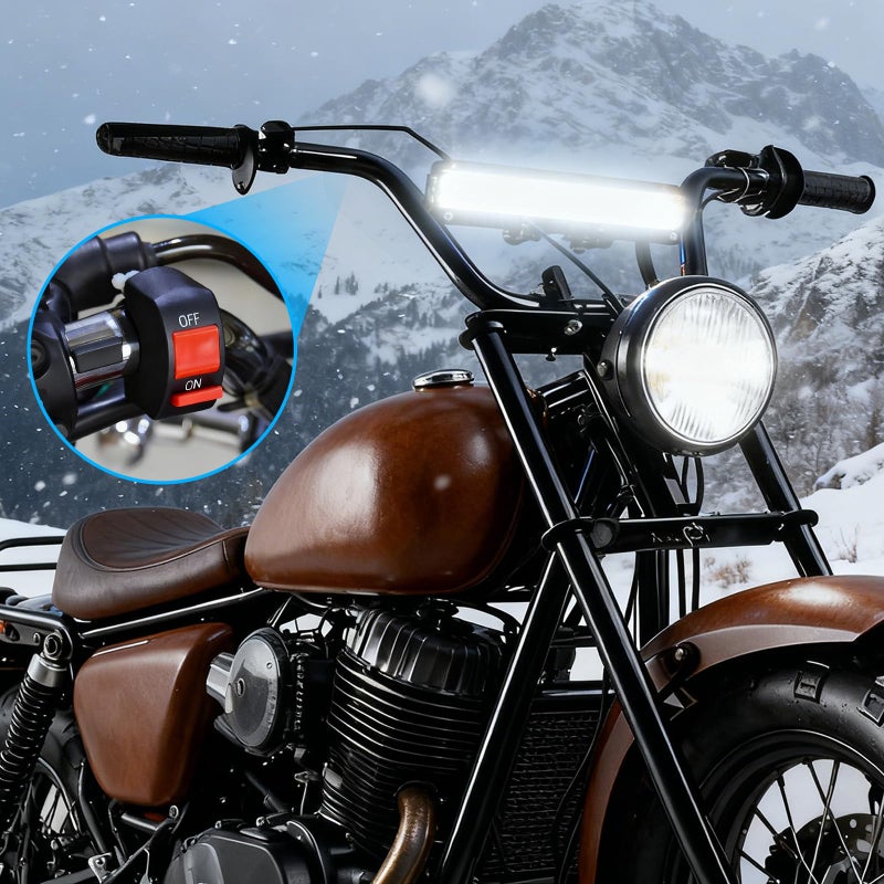 LIGBT Dirt Bike Light Bar White Motorcycle Headlight Kit with ON-Off Switch Universal for 7/8" 22mm Handlebars Pit Dirt Bike Plug and Play for KLX110 CRF110 TTR110 YZ250F CRF110 CRF230F CRF250F - Image 2