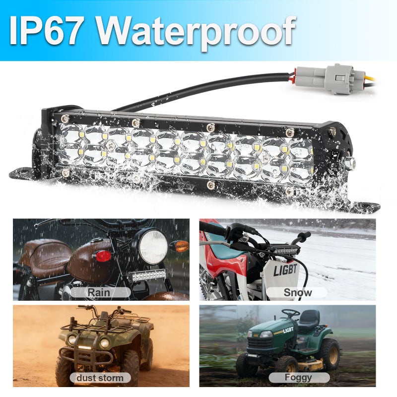 LIGBT Dirt Bike Light Bar White Motorcycle Headlight Kit with ON-Off Switch Universal for 7/8" 22mm Handlebars Pit Dirt Bike Plug and Play for KLX110 CRF110 TTR110 YZ250F CRF110 CRF230F CRF250F - Image 4