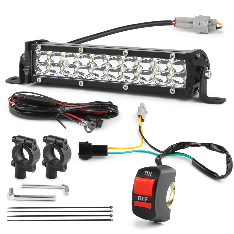 LIGBT Dirt Bike Light Bar White Motorcycle Headlight Kit with ON-Off Switch Universal for 7/8" 22mm Handlebars Pit Dirt Bike Plug and Play for KLX110 CRF110 TTR110 YZ250F CRF110 CRF230F CRF250F - Image 1