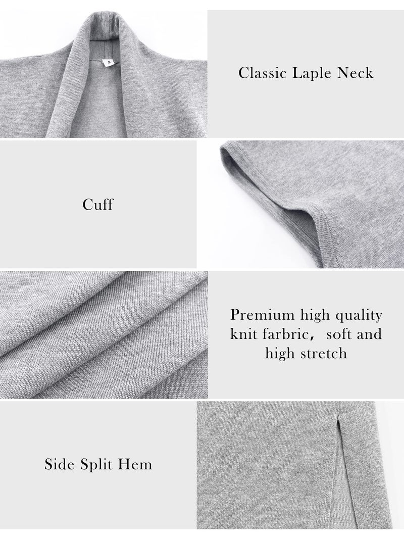 Moss Rose Women's Long Knit Cardigan Vest Casual Sleeveless Open Front Draped Duster Vest Sweaters Black S - Image 5