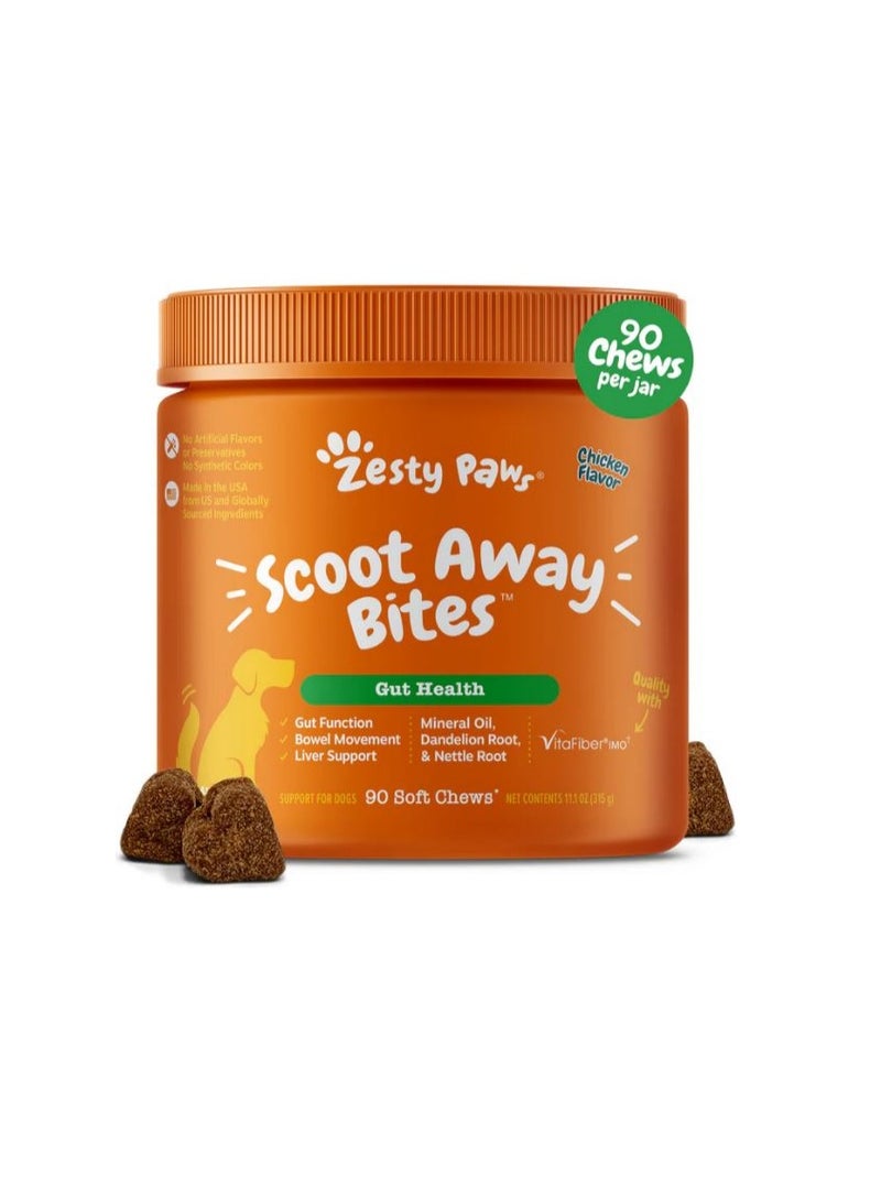 Zesty Paws Dog Gut Health Scoot Away Bites - Chicken - 90ct