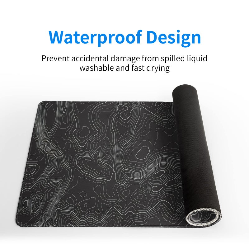 Siski Topographic Contour Extended Big Mouse Pad Large,Gaming Mouse Pad Desk Pad,27.6x11.8 Inch Long Computer Keyboard Mouse Mat Mousepad with 3mm Non-Slip Base and Stitched Edge for Gaming and Office - Image 5