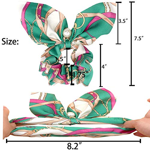 Belicia 12Pcs Big Bow Hair Scrunchies Silky Bunny Scrunchy Elastic Hair Bands Hair Ponytail Holder Scrunchy Ties Vintage Accessories for Women Ladies - Image 2