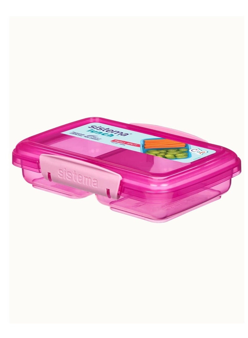 Sistema Small Split Lunch Box 350ml Pink with Dual Compartments, Easy Lock Clip Lid, BPA Free Food Storage Container for Snacks, Fruits & Meal Prep, Reusable Lunch Box Made in New Zealand - Image 1
