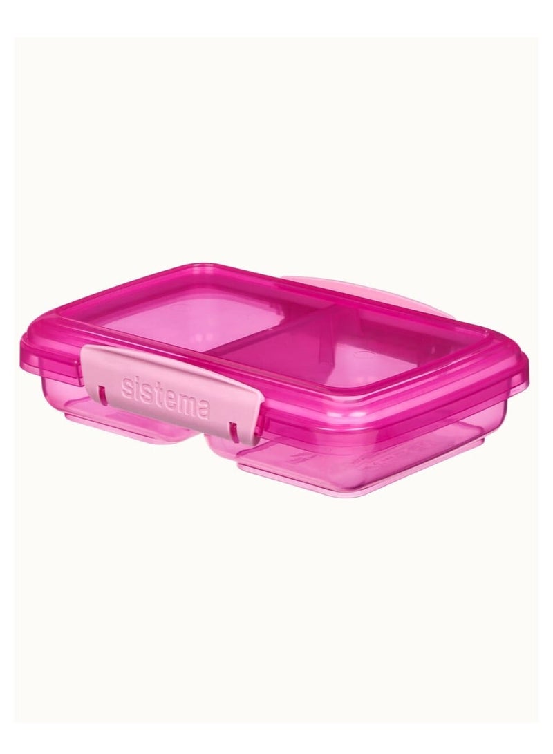 Sistema Small Split Lunch Box 350ml Pink with Dual Compartments, Easy Lock Clip Lid, BPA Free Food Storage Container for Snacks, Fruits & Meal Prep, Reusable Lunch Box Made in New Zealand - Image 2
