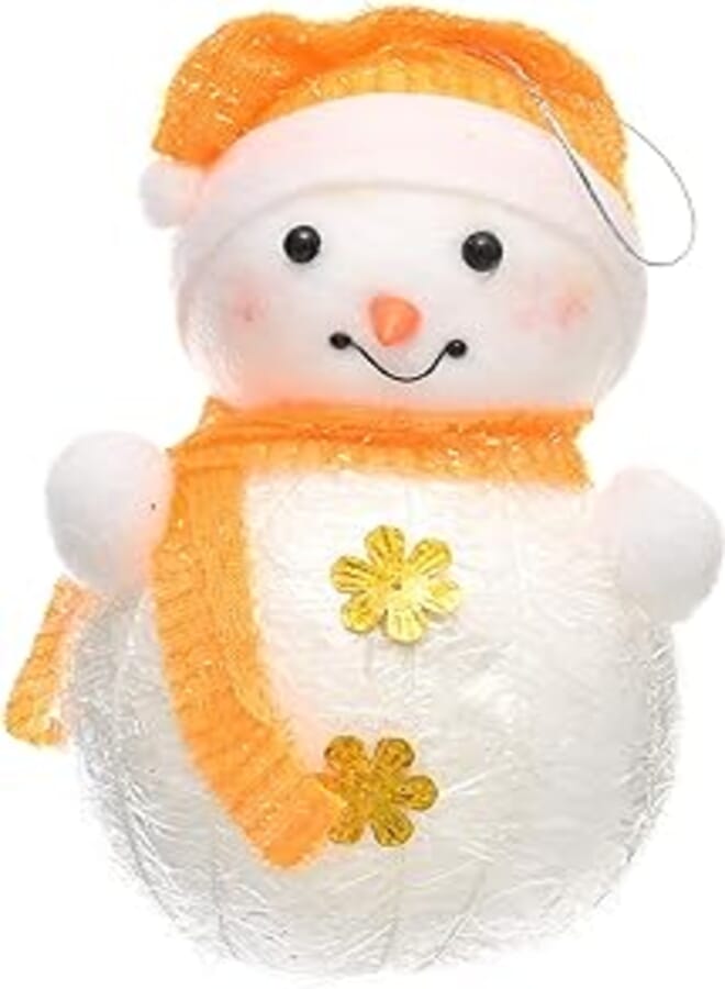 Generic Foam Medium Cute Iceman Figure With Elegant Hat For Christmas Party Decor - White Orange 