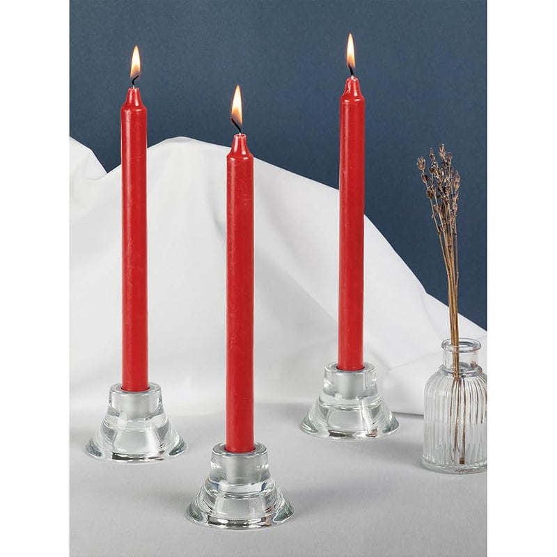 CANDWAX Red Taper Candles Pack of 4 - Slow Burning Dripless Unscented Straight Candles 10 inch - Ideal for Dinner Table - less Long Candlesticks - Image 4