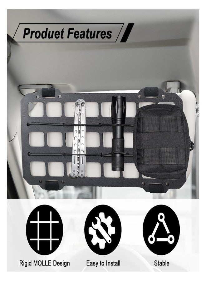 UHANBUT Vehicle Rigid MOLLE Panel, Car Sun Visor Organizer Tactical Gear Rack, EDC Pouch Tool Holster Truck Equipment Mount Plate, Auto Interior Modular Storage Shelf Accessories (Visor Panel) - Image 5