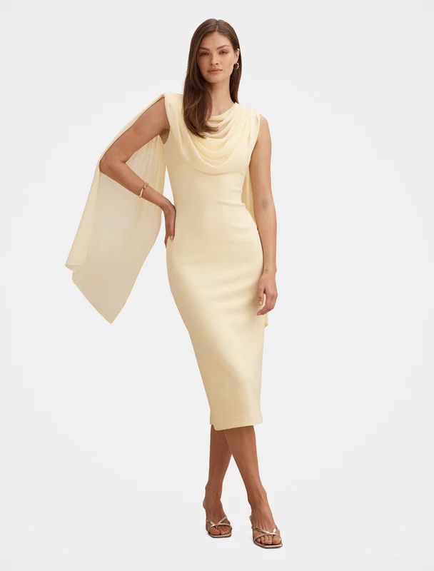 فورايفر نيو Bowie Shawl-Collar Midi Dress