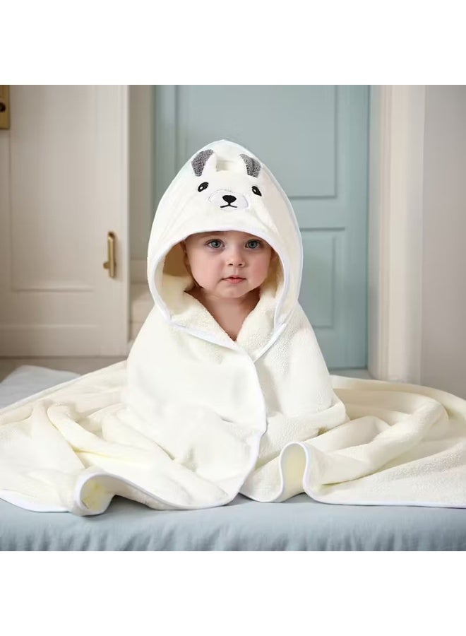 بيفت منشفة استحمام للأطفال من الألياف الدقيقة من BYFT، لون أبيض، مقاس 80 × 80 سم، مناسبة للأطفال من عمر 0 ​​إلى سنتين، طقم من قطعة واحدة. - Image 1