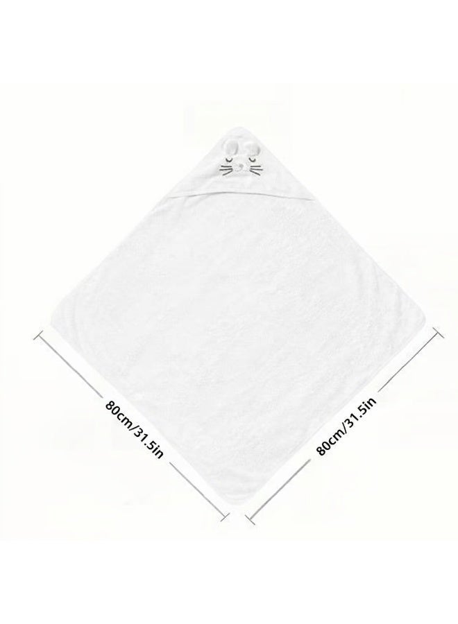 بيفت منشفة استحمام للأطفال من الألياف الدقيقة من BYFT، لون أبيض، مقاس 80 × 80 سم، مناسبة للأطفال من عمر 0 ​​إلى سنتين، طقم من قطعة واحدة. - Image 2