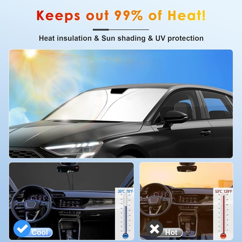BSTW Car Sun Shade for Audi A3 8Y (2021-2025) - Foldable Windscreen Cover with Heat Insulation & UV Protection - Image 2