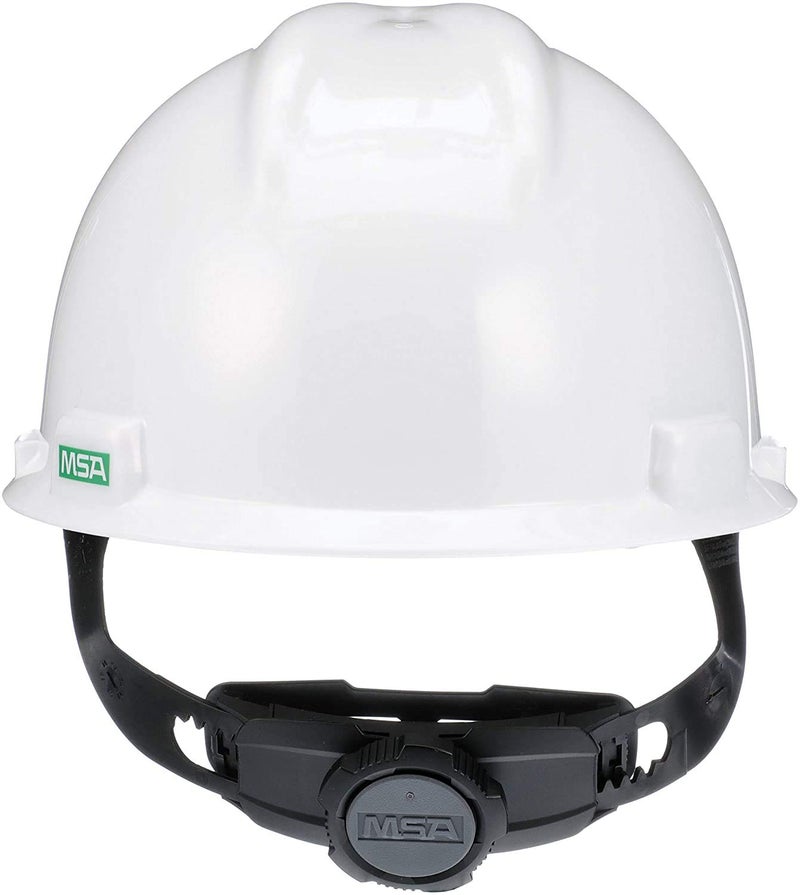 MSA 475358 V-Gard Cap Style Safety Hard Hat With Fas-Trac III Ratchet Suspension | Polyethylene Shell, Superior Impact Protection, Self Adjusting Crown-Straps - Standard Size in White - Image 5