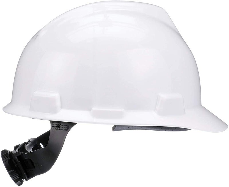 MSA 475358 V-Gard Cap Style Safety Hard Hat With Fas-Trac III Ratchet Suspension | Polyethylene Shell, Superior Impact Protection, Self Adjusting Crown-Straps - Standard Size in White - Image 4