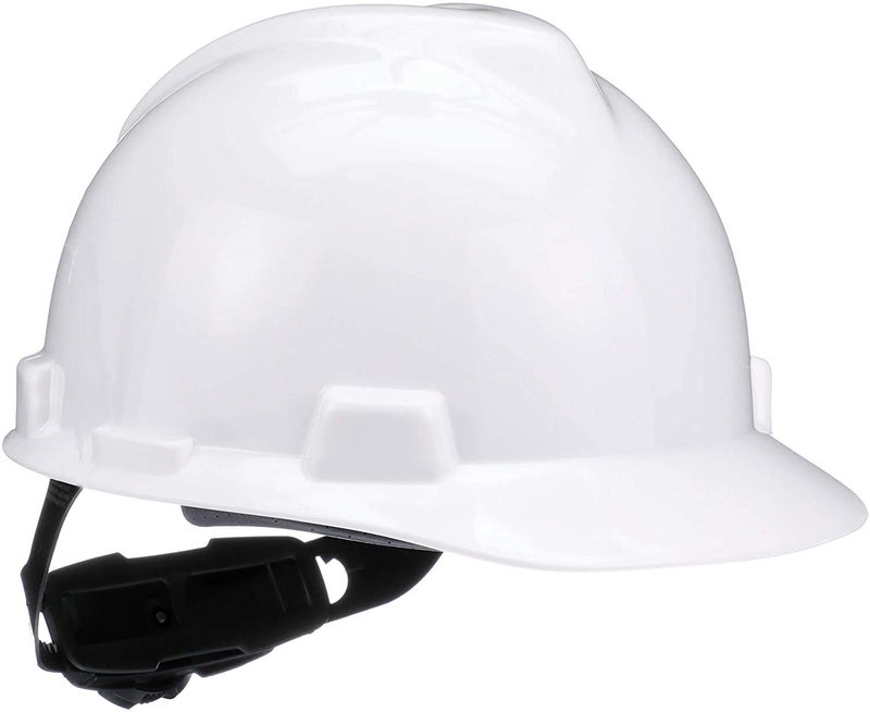 MSA 475358 V-Gard Cap Style Safety Hard Hat With Fas-Trac III Ratchet Suspension | Polyethylene Shell, Superior Impact Protection, Self Adjusting Crown-Straps - Standard Size in White - Image 1